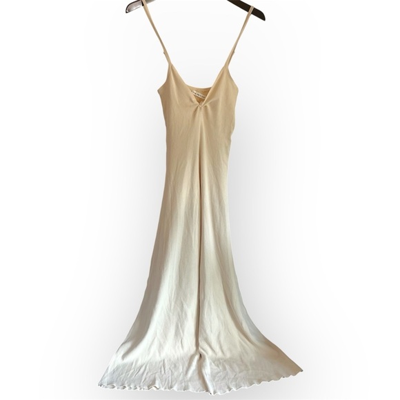 LIVE THE PROCESS Leda twist-front ribbed-knit jumpsuit, cream, wide leg - Picture 3 of 12